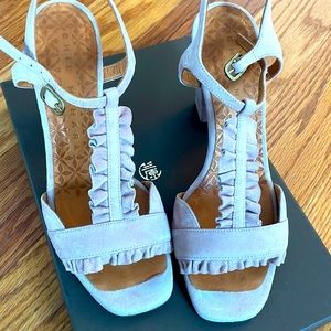 Chie Mihara Breara suede nude suede ruffle sandal in perfect condition